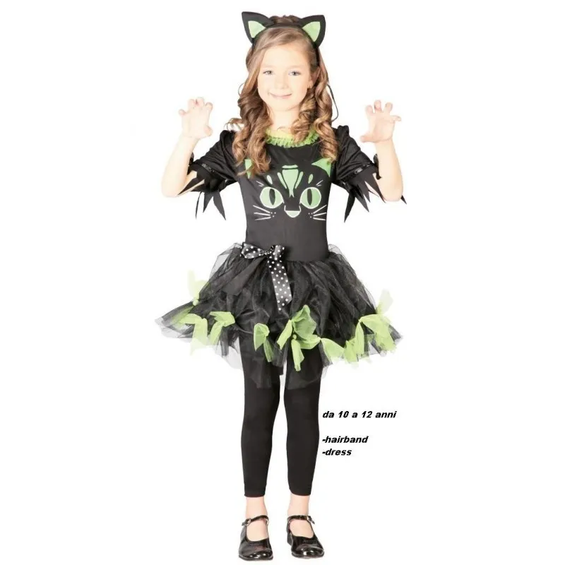 VESTITO CARNEVALE GATTINA NERA 10/12 ANNI