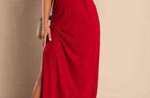 VESTITO MAXI CON PIZZO PRIMAROSA, BORDEAUX