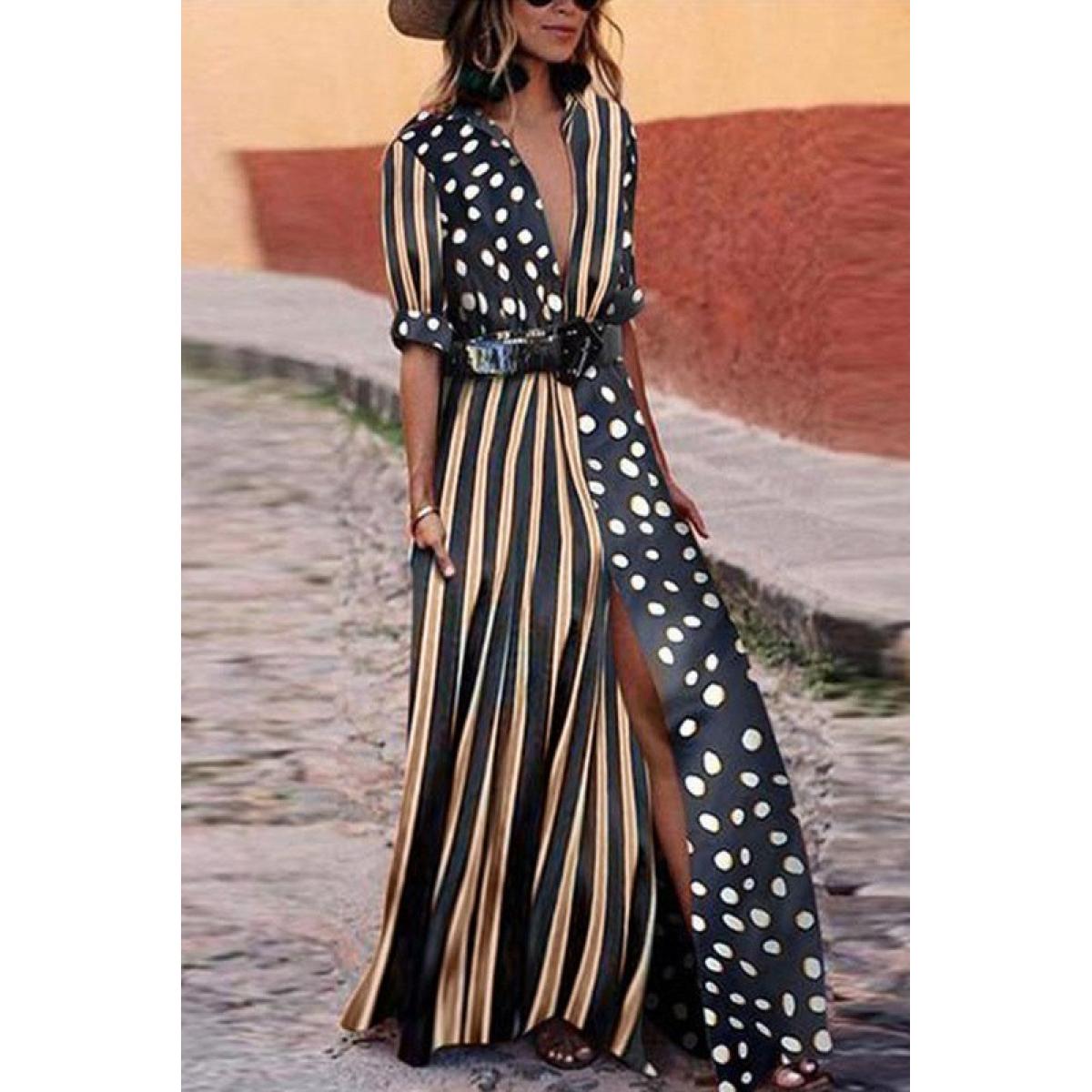 VESTITO MAXI ELEGANTE CON STAMPO MORI